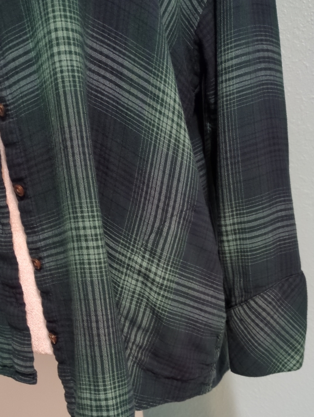 J.jill XLP Green Plaid Button-Front Women’s Shirt Casual Side Pockets Boho Fall - Picture 3 of 7